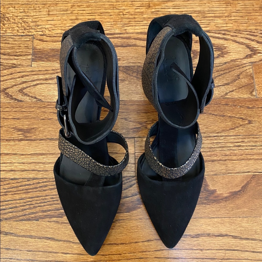 Tibi Black Liya Leather Ankle Strap Pumps - Picture 3 of 9